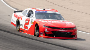 Jesse Love takes the pole position for the NASCAR Xfinity Series HyVee Perks 250 at Iowa Speedway over William Sawalich