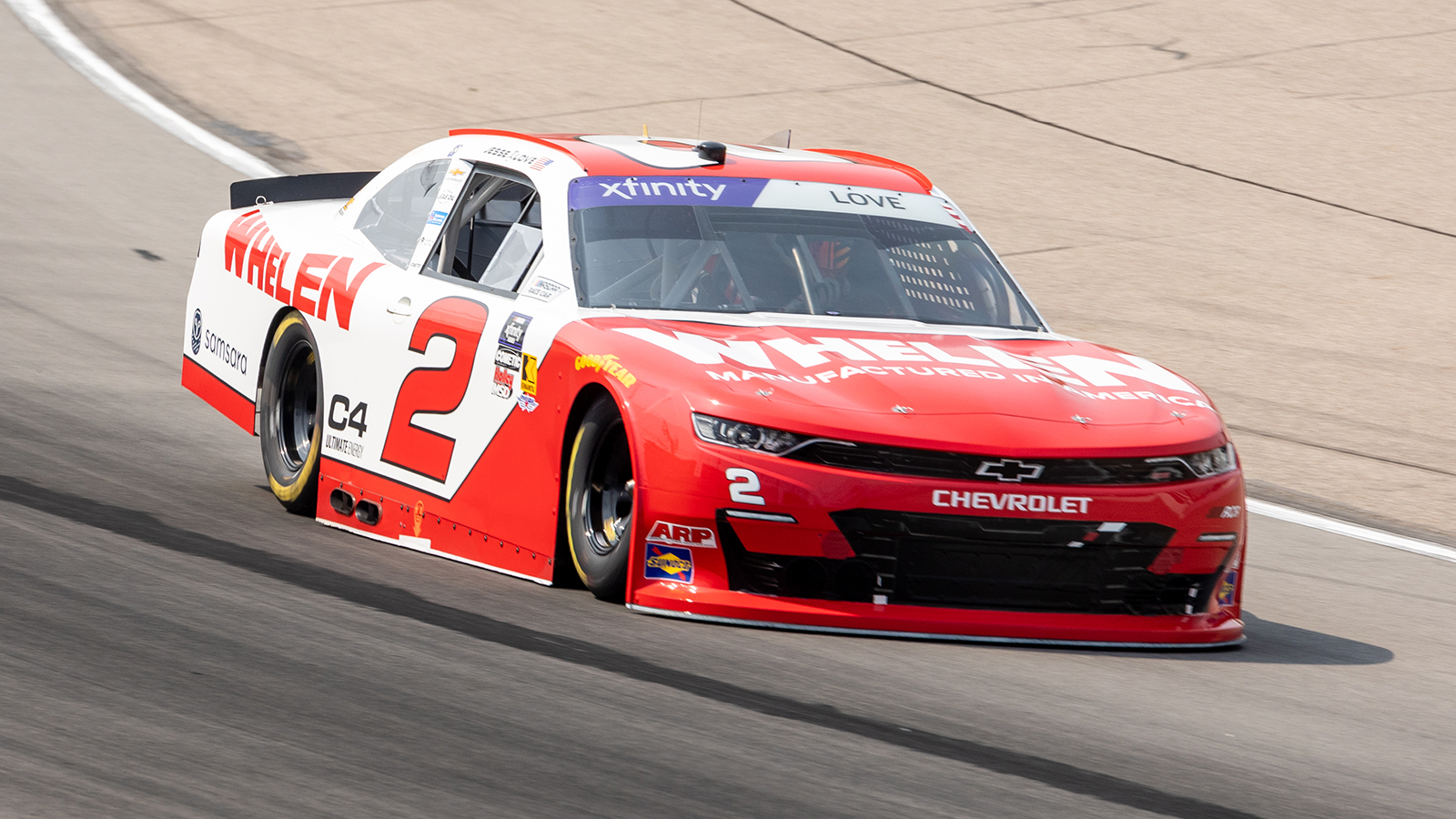 Jesse Love takes the pole position for the NASCAR Xfinity Series HyVee Perks 250 at Iowa Speedway over William Sawalich