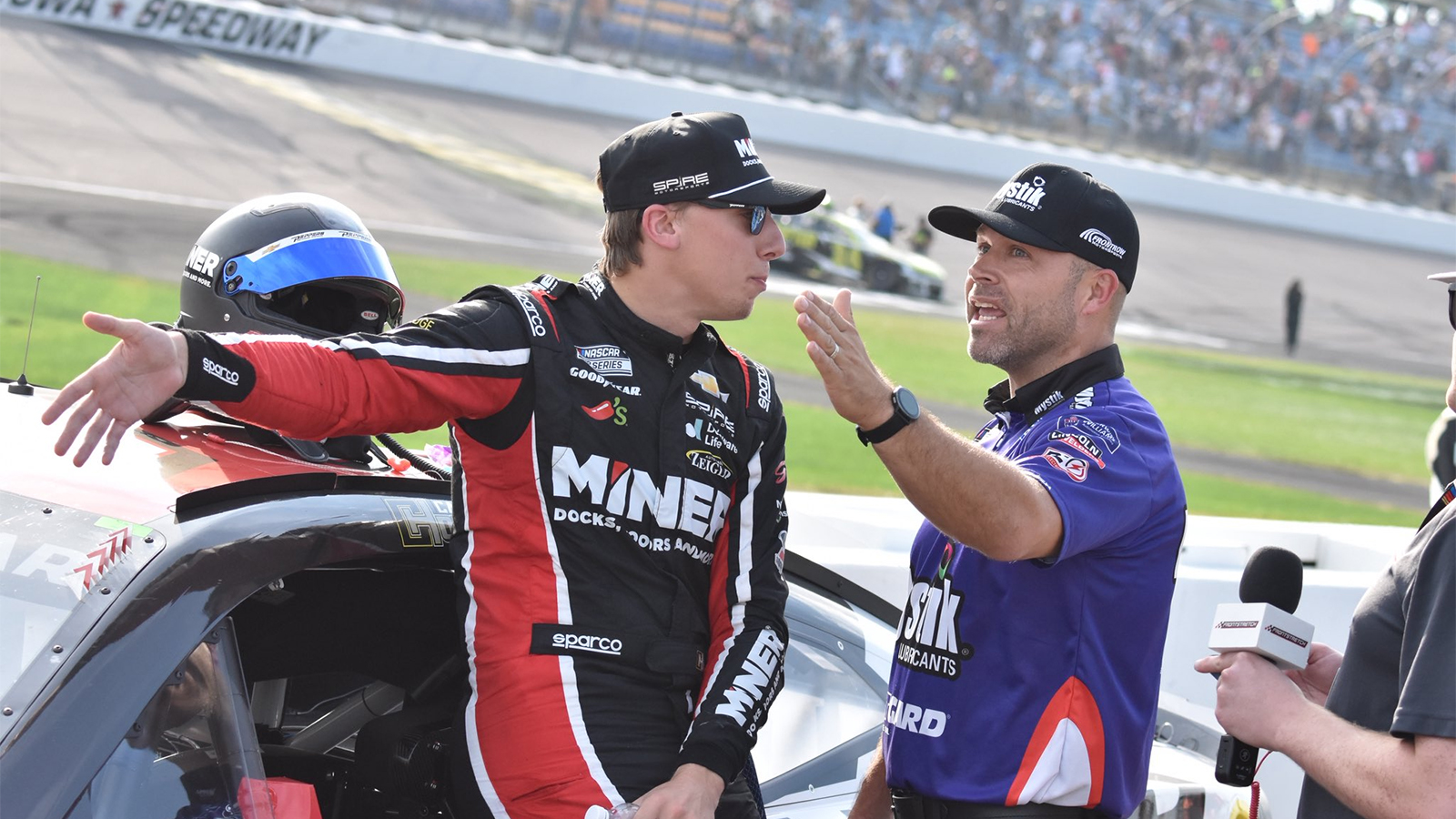 Ryan Bergenty, Zane Smith's crew chief, was not happy with Carson Hocevar after the Iowa Corn 350 at Iowa Speedway and confronted the driver on pit road after the race.