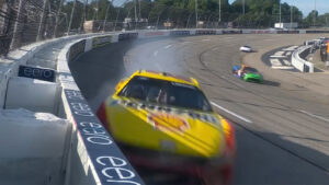 Joey Logano crashes into Turn 4 wall at Richmond in practice after right front tire goes down