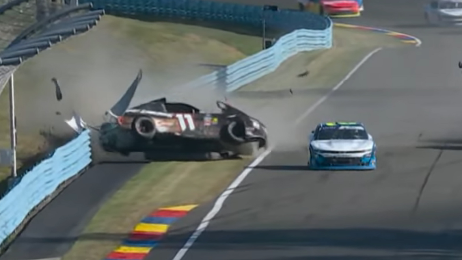 Michael McDowell and Austin Hill crash video Watkins Glen 2025 NASCAR Xfinity Series race