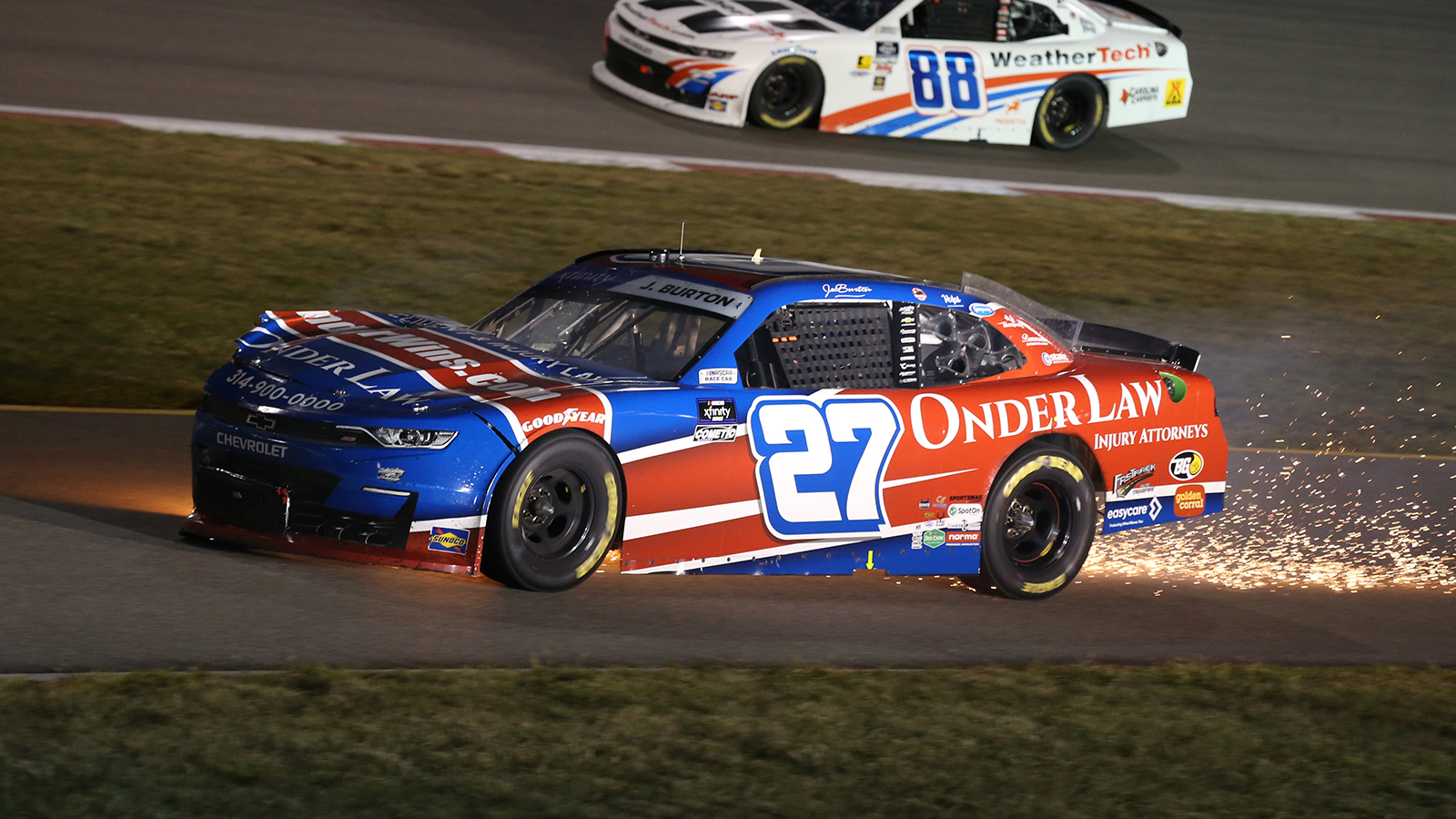 Jeb Burton saw his Playoff hopes come to an end with a hard crash at Gateway on Lap 110.