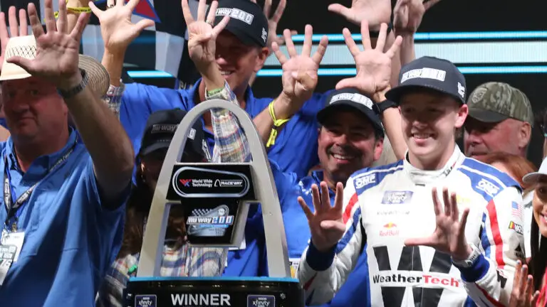 Connor Zilisch took his ninth win of the NASCAR Xfinity Series season in Saturday's Nu Way 200 at World Wide Technology Raceway