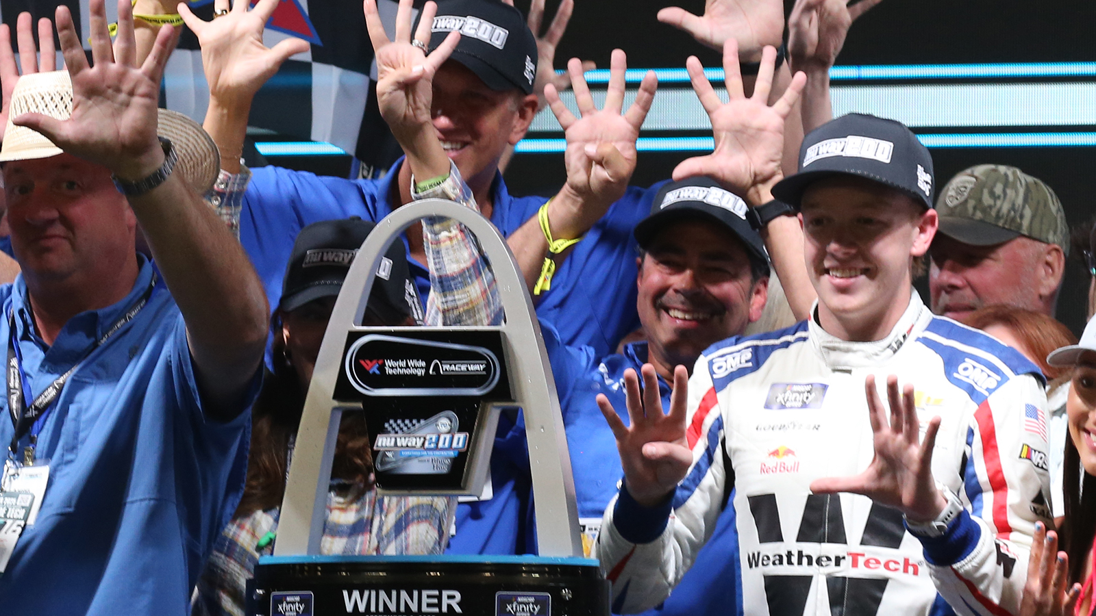Connor Zilisch took his ninth win of the NASCAR Xfinity Series season in Saturday's Nu Way 200 at World Wide Technology Raceway