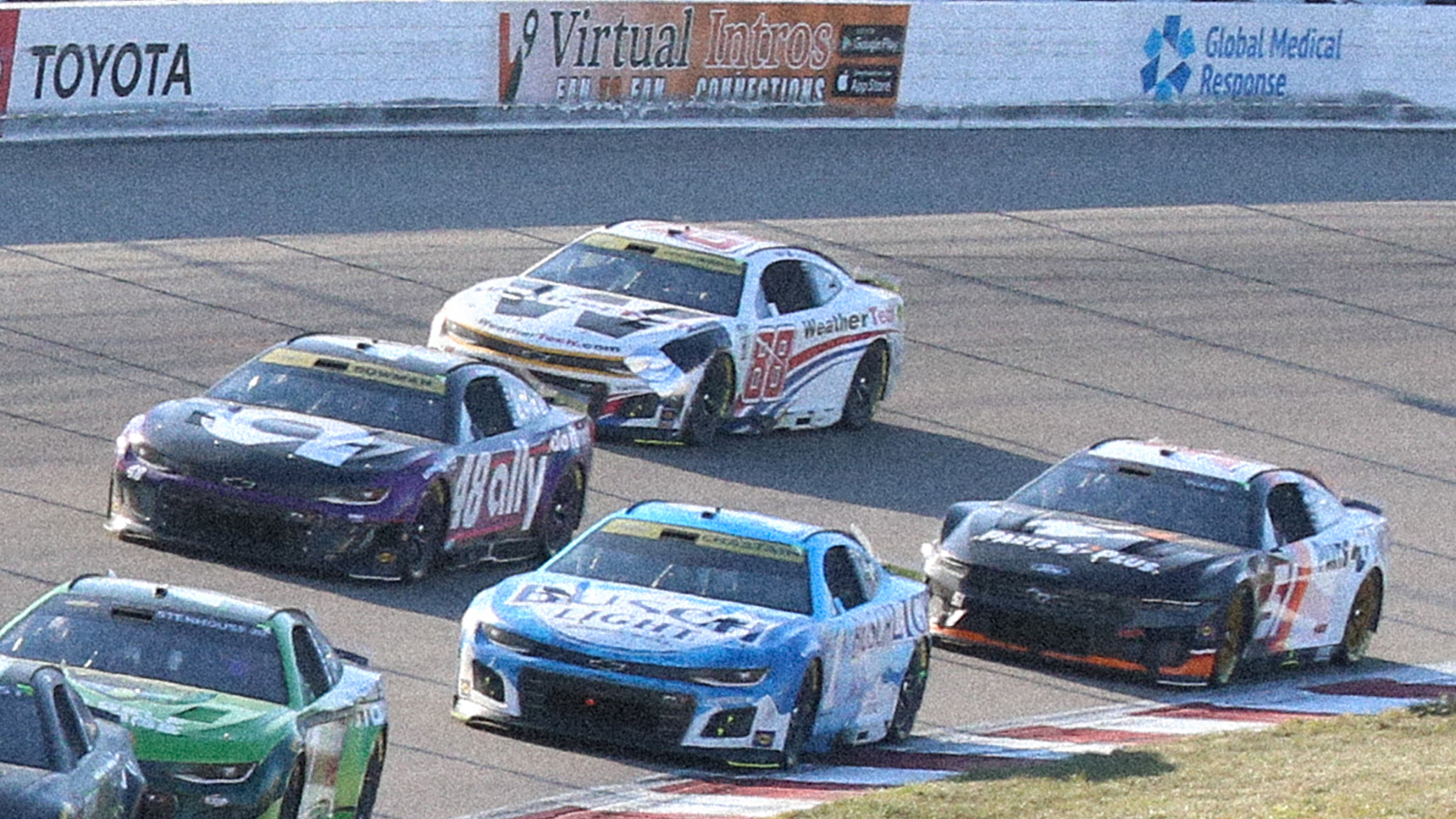 Ross Chastain and Shane van Gisbergen were driving through the grass on the cooldown lap after the enjoy illinois 300 at World Wide Technology Raceway