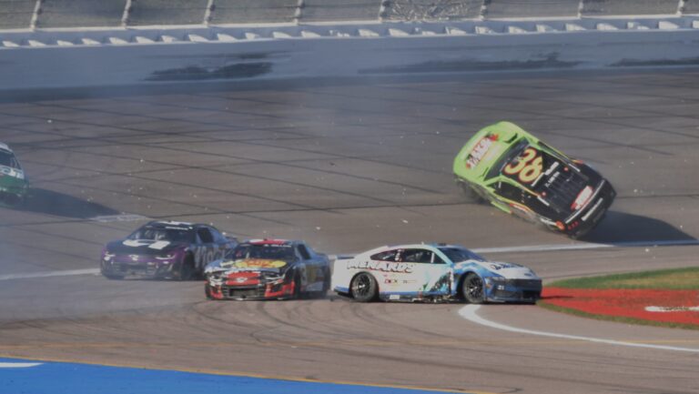 Zane Smith was involved in an crash where he flipped in an overtime restart in the Hollywood Casino 400 at Kansas Speedway