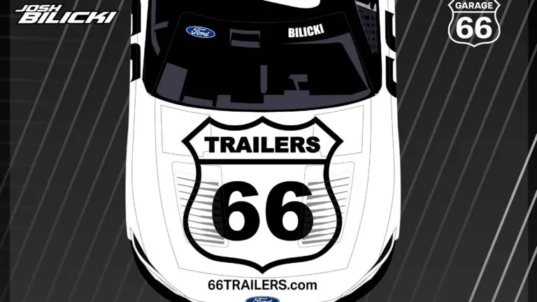 Garage 66 and Josh Bilicki will carry sponsorship from 66Trailers and Truan Equipment at the Charlotte Motor Speedway Roval.