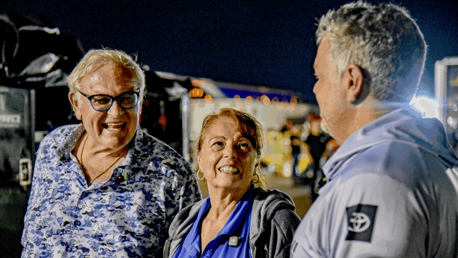 Bill, Cathy and Billy Venturini share a moment after the ARCA Menards Series West race at the Las Vegas Bullring, Venturini Motorsports' final race before Nitro Motorsports take over.