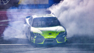 Aric Almirola took the win in the Focused Health 302 at Las Vegas Motor Speedway after an intense late-race battle with Connor Zilisch