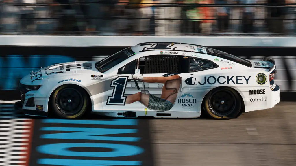 Ross Chastain 2025 Jockey Infinite Cool Underwear paint scheme Trackhouse Racing NASCAR Cup Series