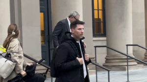 Denny Hamlin exits court on day 2 of the antitrust trial against NASCAR