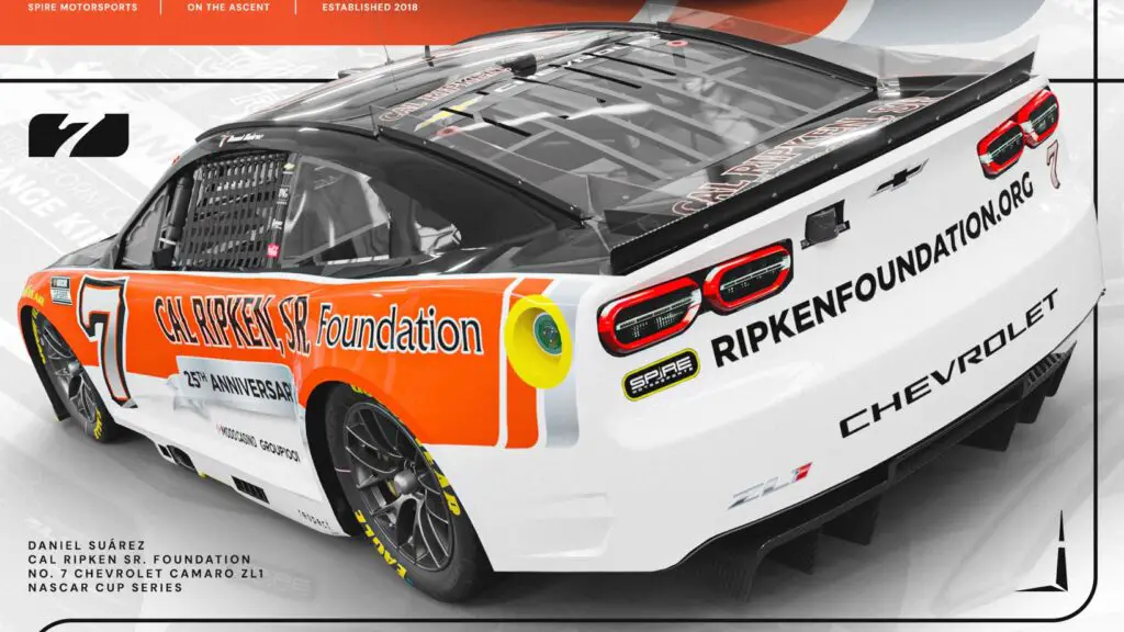 Daniel Suarez 2026 Cal Ripken Sr. Foundation paint scheme Spire Motorsports NASCAR Cup Series