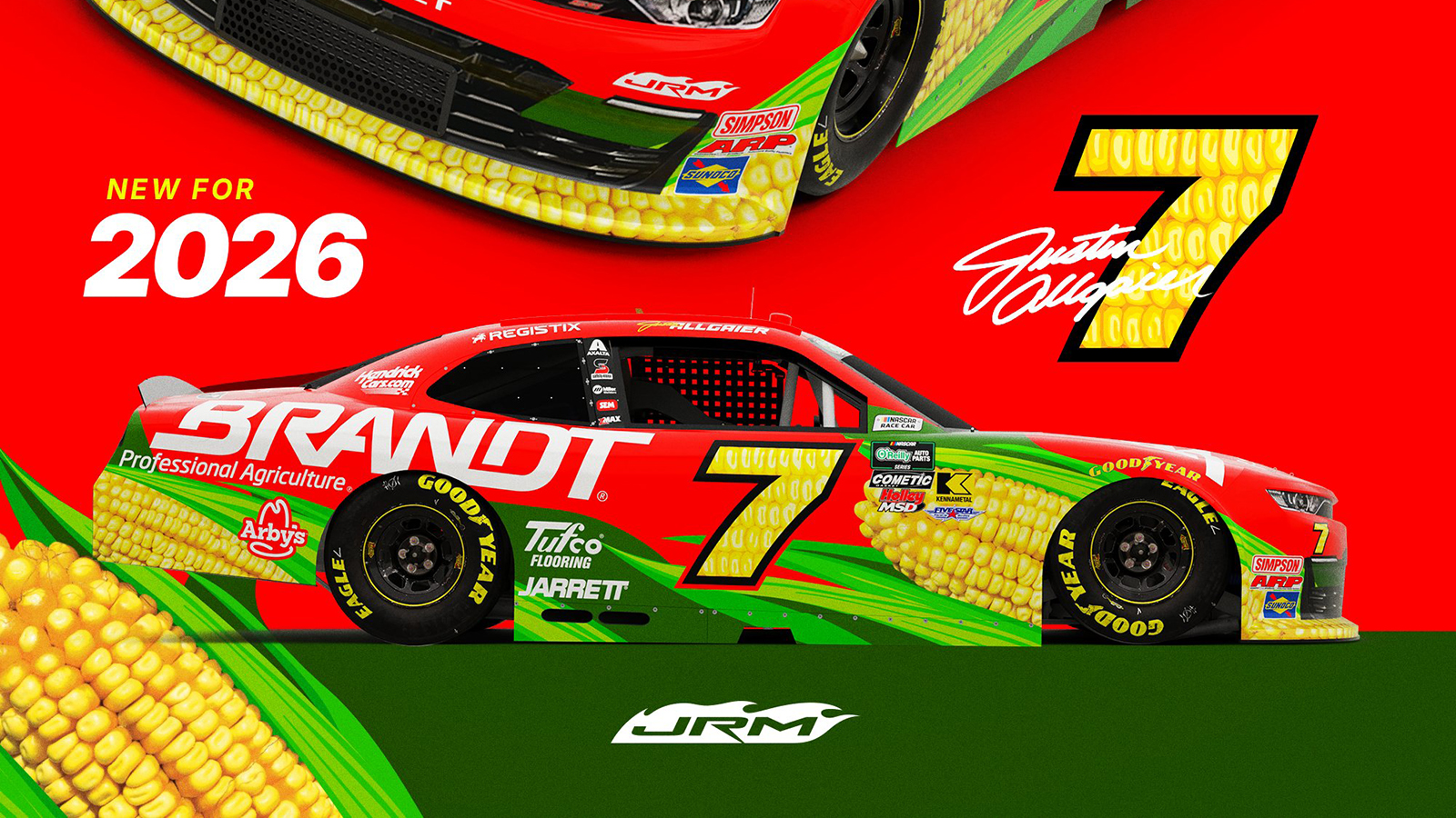 Justin Allgaier 2026 BRANDT paint scheme JR Motorsports NASCAR O'Reilly Auto Parts Series