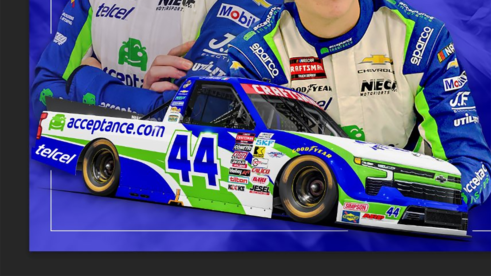 Andres Perez de Lara's 2026 Acceptance Insurance paint scheme Niece Motorsports NASCAR Craftsman Truck Series