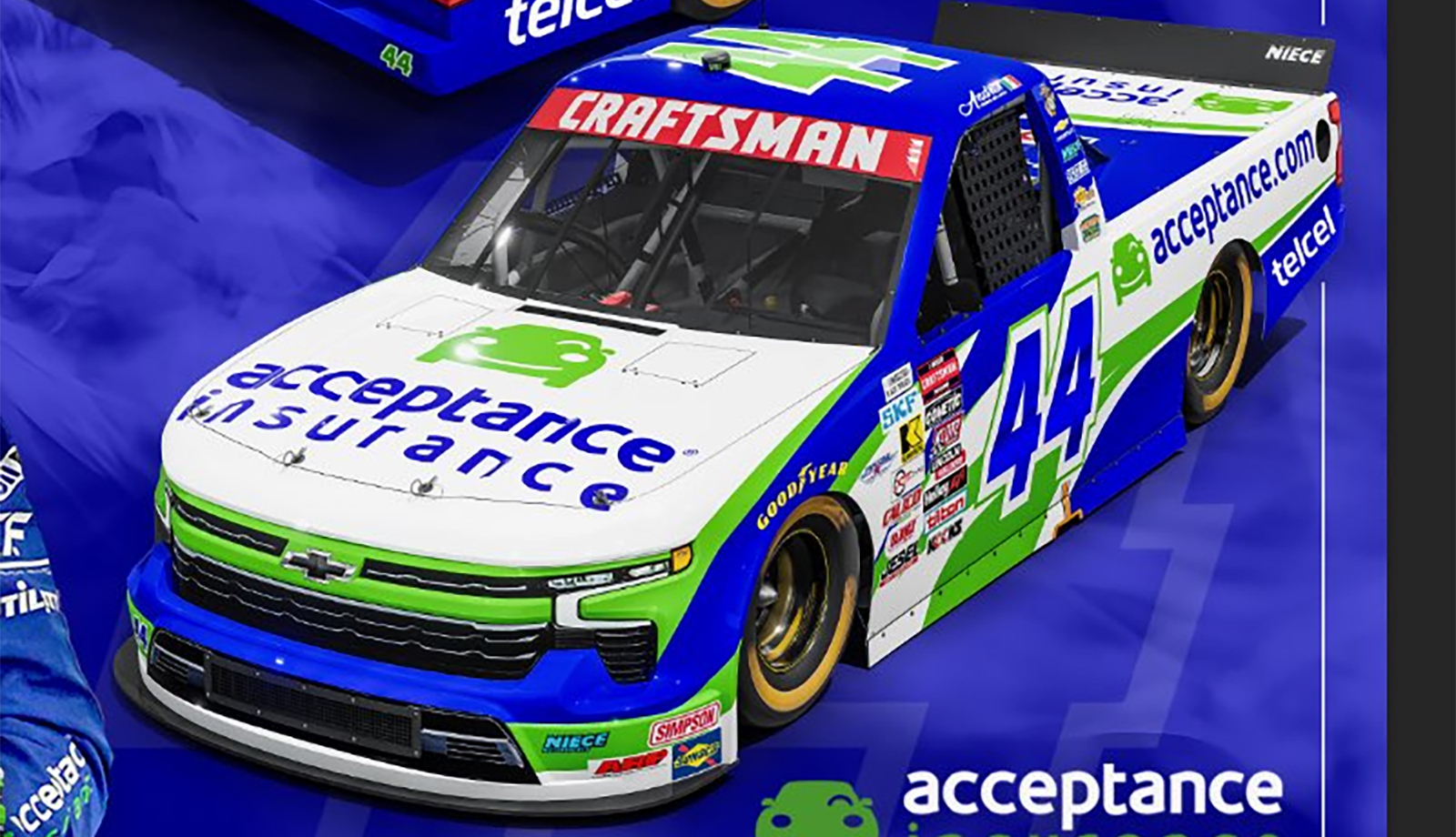 Andres Perez de Lara's 2026 Acceptance Insurance paint scheme Niece Motorsports NASCAR Craftsman Truck Series