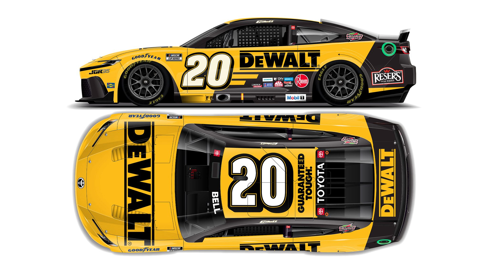 Christopher Bell 2026 DeWalt Tools paint scheme Joe Gibbs Racing NASCAR Cup Series