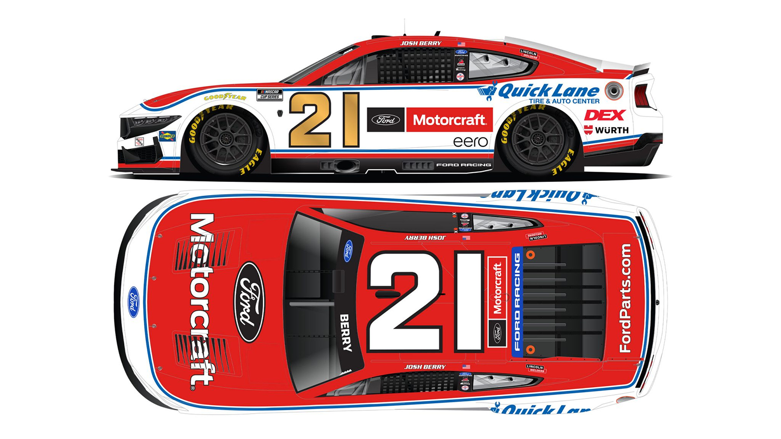 Josh Berry 2026 Motorcraft / Quick Lane paint scheme Wood Brothers Racing Racing NASCAR Cup Series