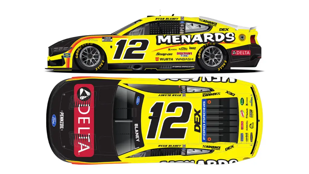 Ryan Blaney 2026 Menards/Delta paint scheme Team Penske NASCAR Cup Series