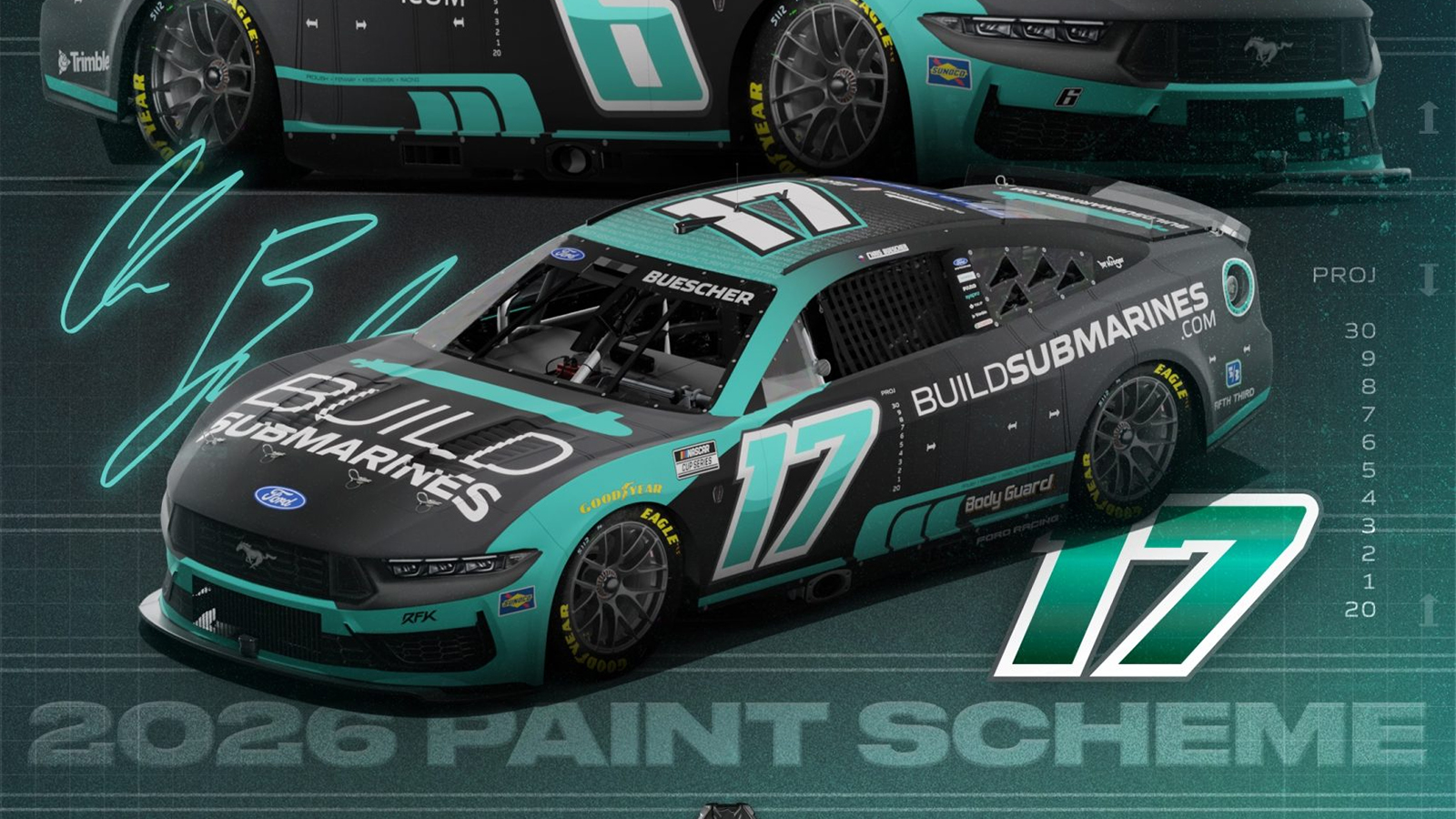 Chris Buescher 2026 BuildSubmarines.com paint scheme RFK Racing NASCAR Cup Series
