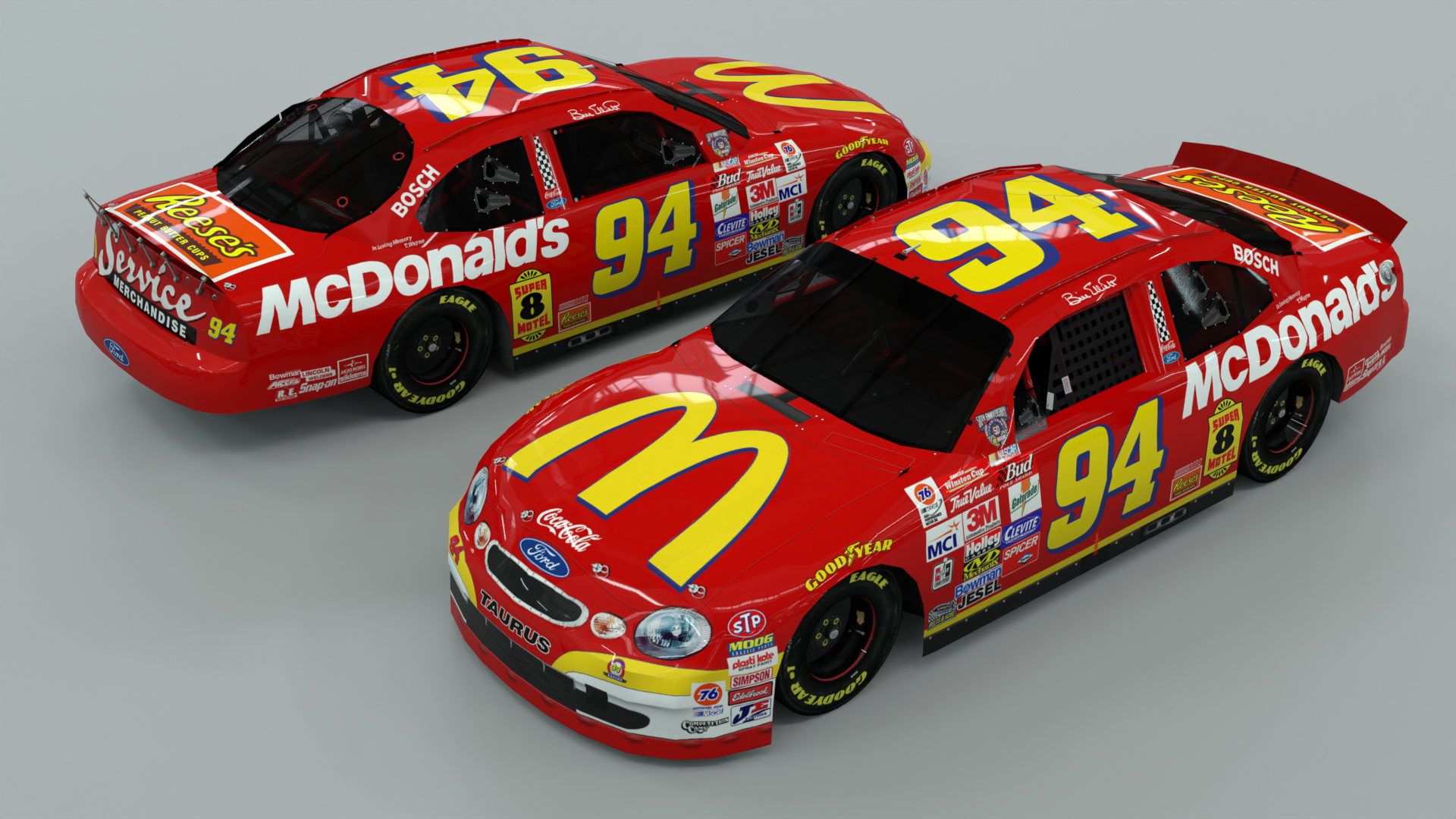 Bill Elliott 1998 McDonald's paint scheme Bill Elliott Racing NASCAR Winston Cup Series