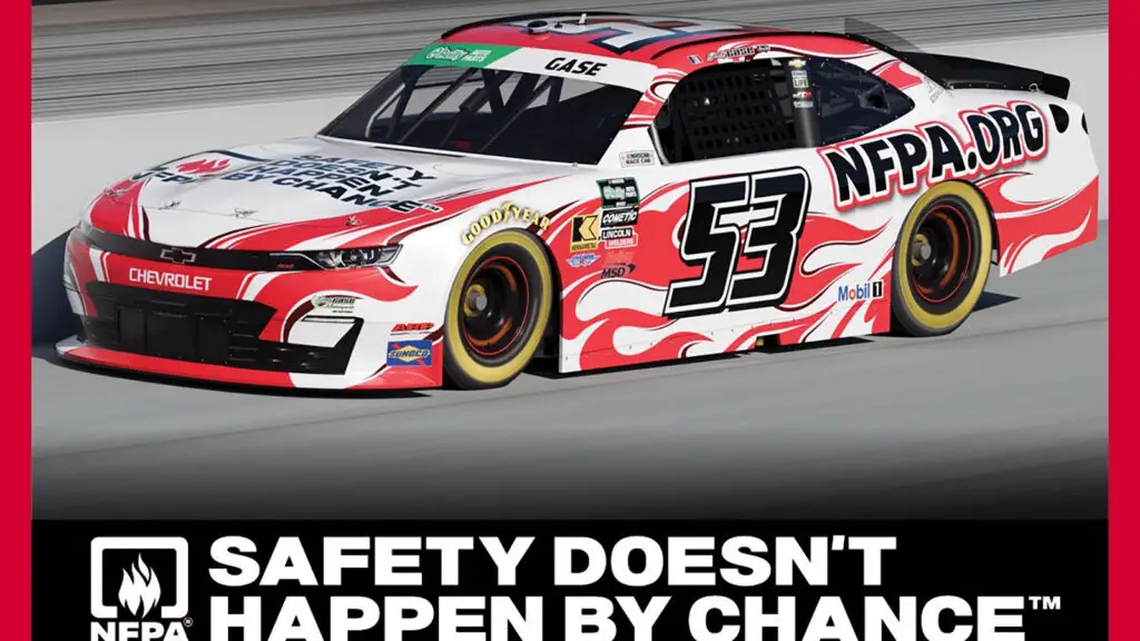 Joey Gase 2026 NFPA.org paint scheme Joey Gase Motorsports NASCAR O'Reilly Auto Parts Series