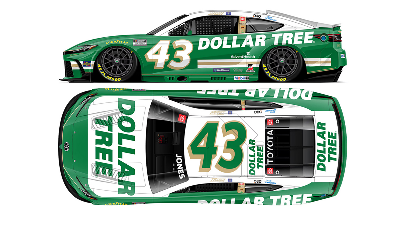 Erik Jones 2026 Dollar Tree paint scheme LEGACY MOTOR CLUB NASCAR Cup Series