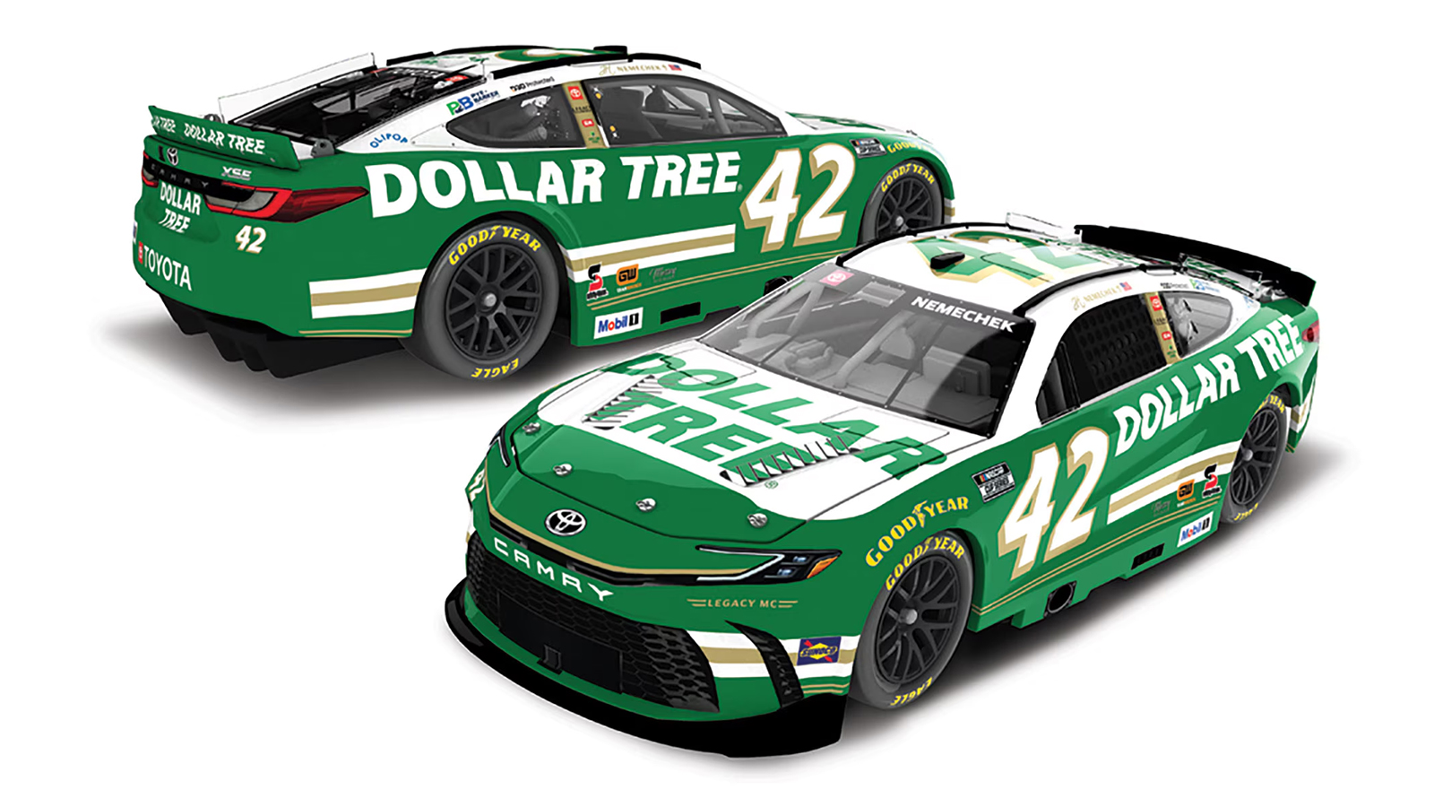John Hunter Nemechek 2026 Dollar Tree paint scheme LEGACY MOTOR CLUB NASCAR Cup Series