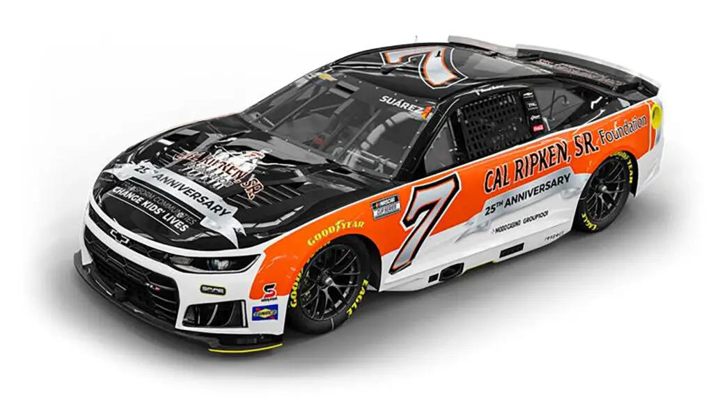 Daniel Suarez 2026 Cal Ripken Sr. Foundation paint scheme Spire Motorsports NASCAR Cup Series