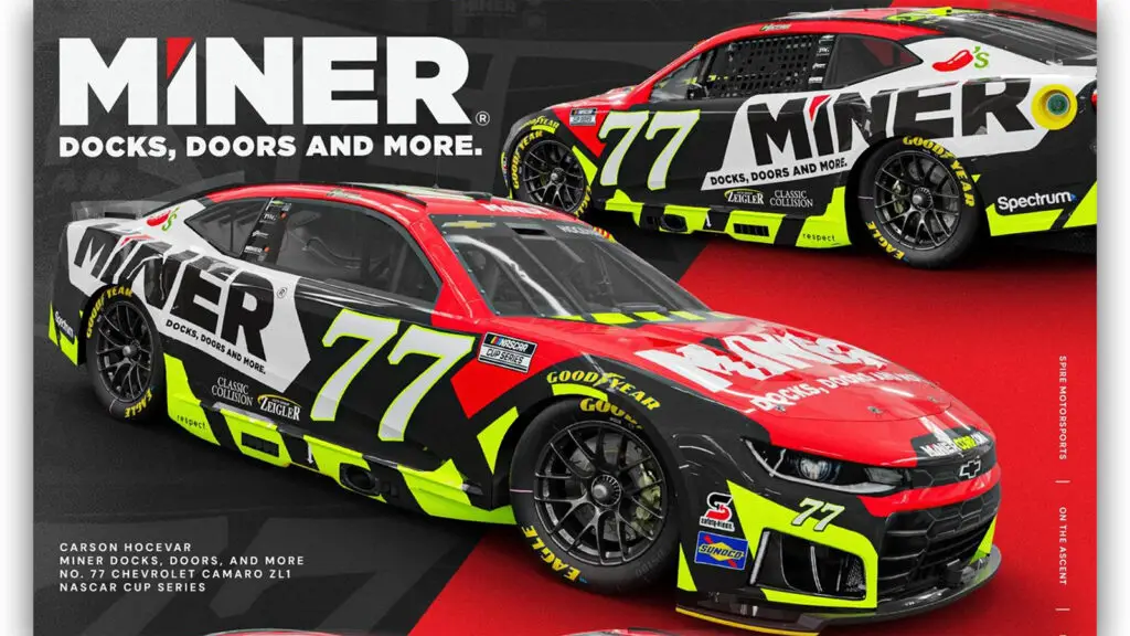 Carson Hocevar 2026 MINER paint scheme Spire Motorsports NASCAR Cup Series