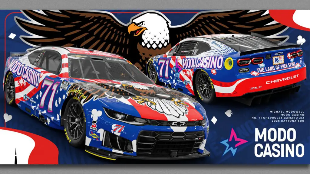 Michael McDowell 2026 Modo Casino paint scheme Spire Motorsports NASCAR Cup Series