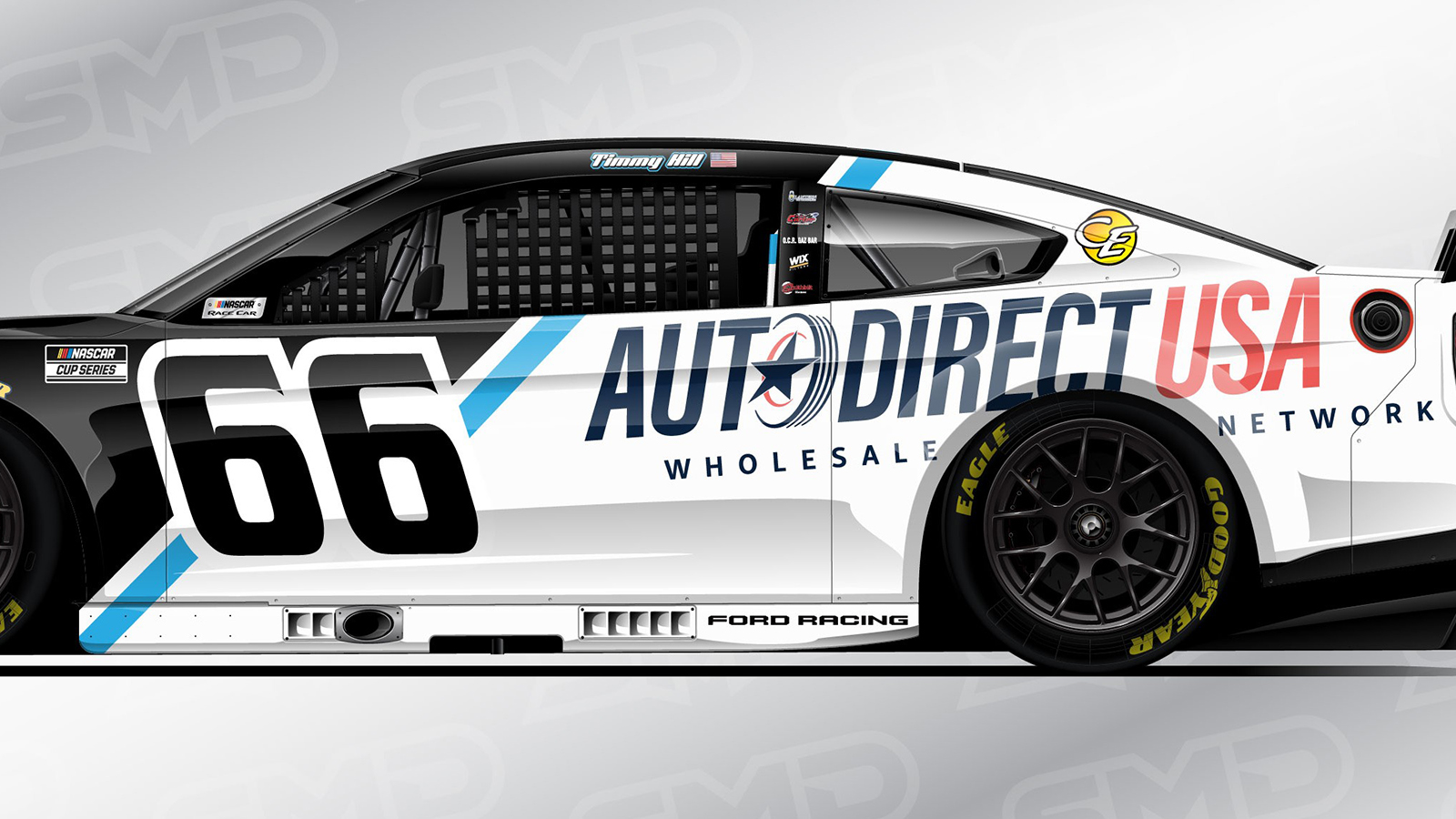 Auto Direct USA will be the co-primary sponsor for Timmy Hill and Garage 66 in the NASCAR Cup Series Goodyear 400 at Darlington