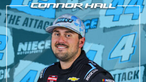 Connor Hall will make his debut for Niece Motorsports in the NASCAR Craftsman Truck Series event at Rockingham