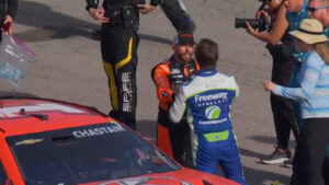Daniel Suarez and Ross Chastain get into on and off the track at Las Vegas Motor Speedway
