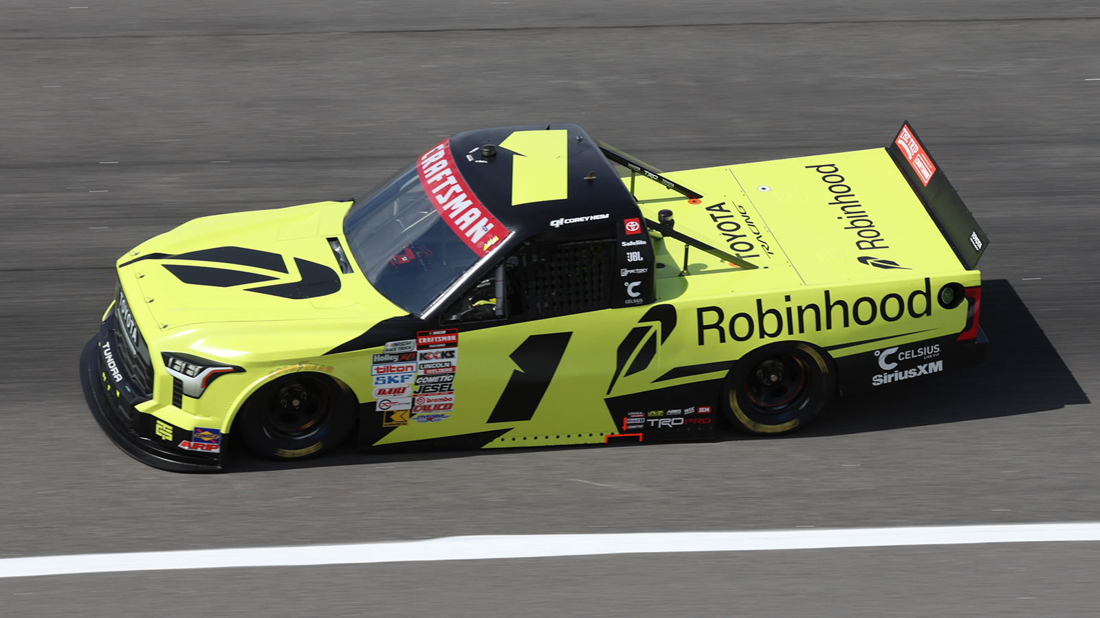 Corey Heim took the win in Friday's NASCAR Craftsman Truck Series Black's Tire 200 at Rockingham Speedway.