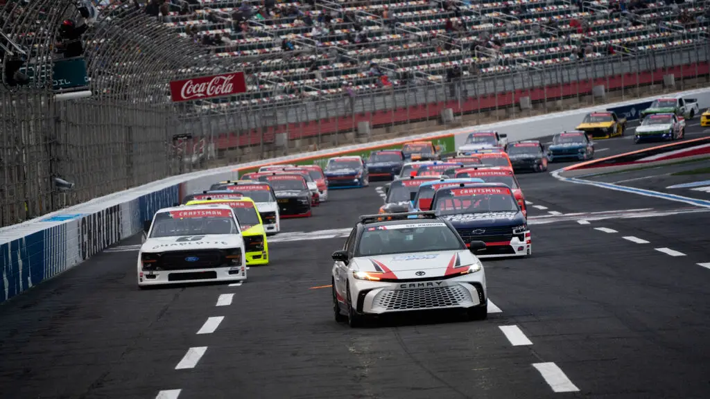 NASCAR has postponed the NASCAR Craftsman Truck Series North Carolina Education Lottery 200 at Charlotte Motor Speedway to Saturday at 8:00 AM ET.