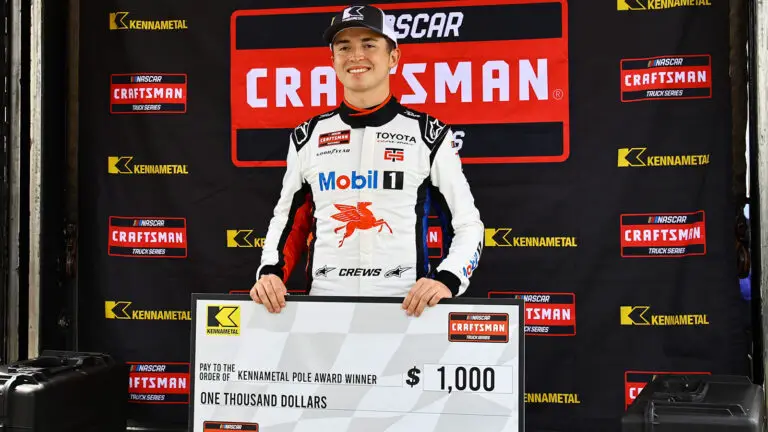 Brent Crews scored the pole position for Friday's NASCAR Craftsman Truck Series Bully Hill Vineyards 176 at Watkins Glen