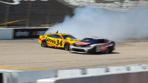 Christopher Bell was crashed from the race lead when Todd Gilliland spun in front of him at Texas Motor Speedway.
