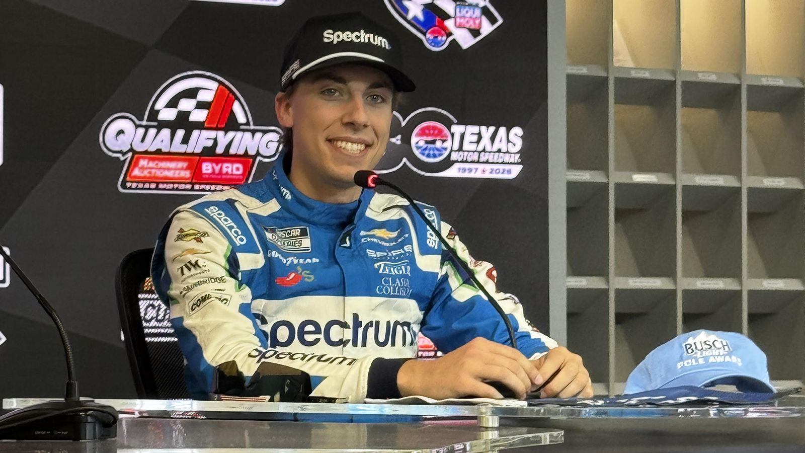 Carson Hocevar took the pole position for Sunday's NASCAR Cup Series Wurth 400 at Texas Motor Speedway.