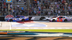 Kyle Larson held off Justin Allgaier to take the race win in the Andy's Frozen Custard 340 at Texas Motor Speedway.
