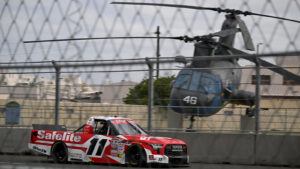 Kaden Honeycutt caught the wall, but scored the pole for the Navy 250 at Naval Base Coronado in San Diego