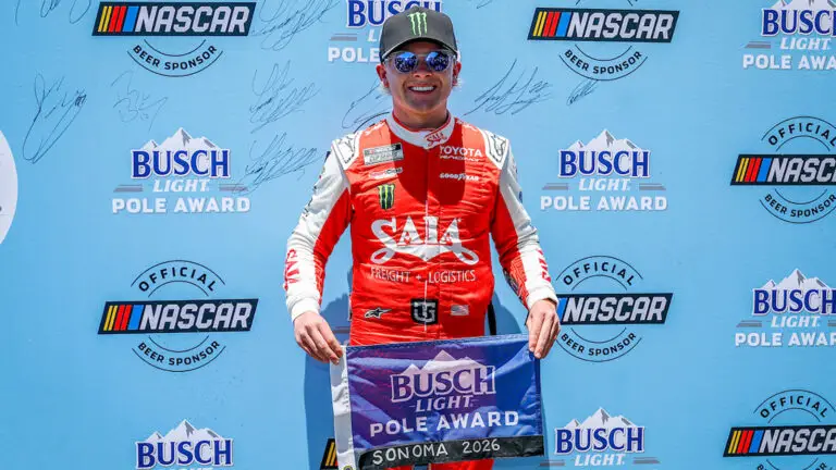 Ty Gibbs stole the pole position for Sunday's Toyota/Save Mart 350 at Sonoma Raceway from Carson Hocevar in the closing moments of Saturday's qualifying session.