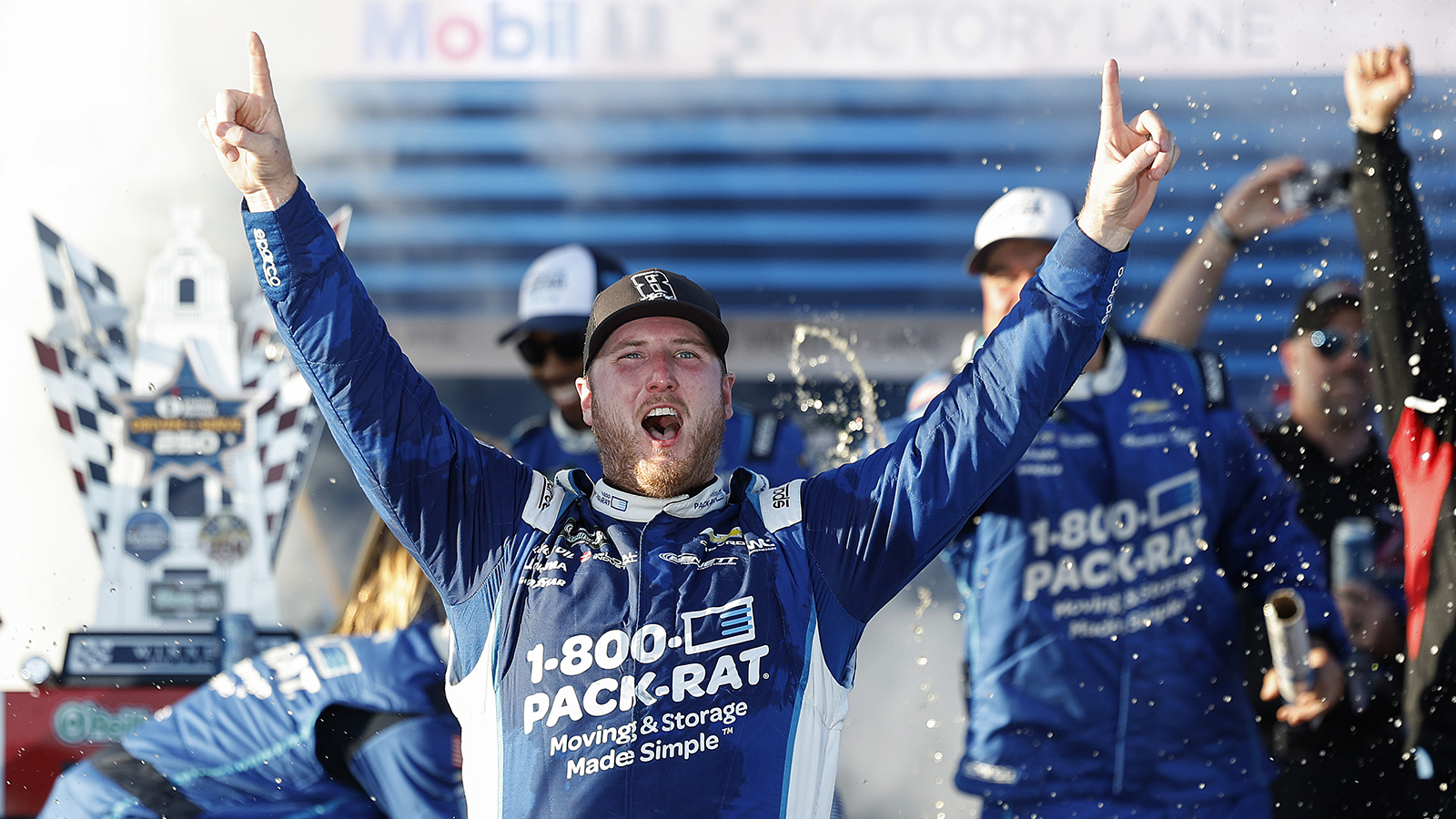 Austin Hill picked up the win in Saturday's NASCAR O'Reilly Auto Parts Series United Rentals Driven to Serve 250 at Naval Base Coronado.