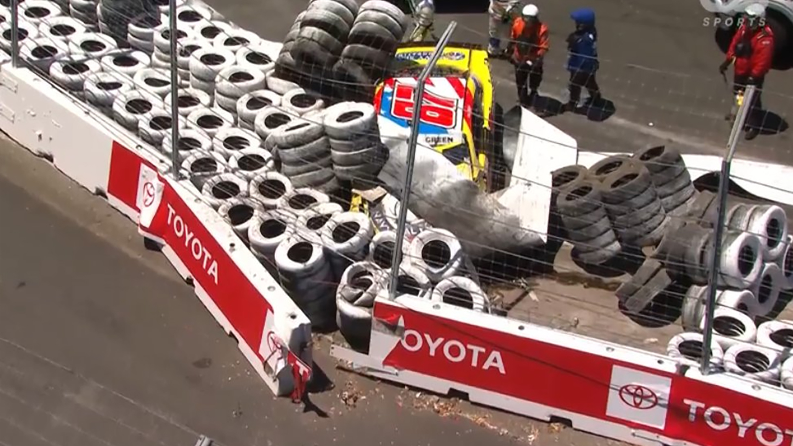 Austin Green was able to walk away from a scary crash at Sonoma Raceway during NASCAR O'Reilly Auto Parts Series practice