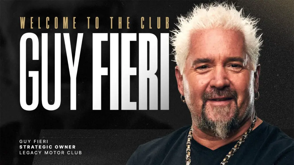 Guy Fieri has been introduced as the latest celebrity to join the ownership group of the LEGACY MOTOR CLUB NASCAR Cup Series team.
