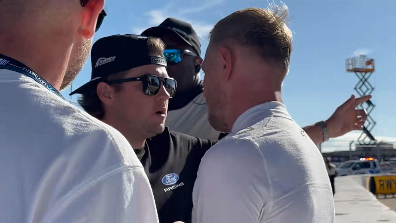 Noah Gragson confronts Kevin Magnussen after the Anduril 250 at Naval Base Coronado