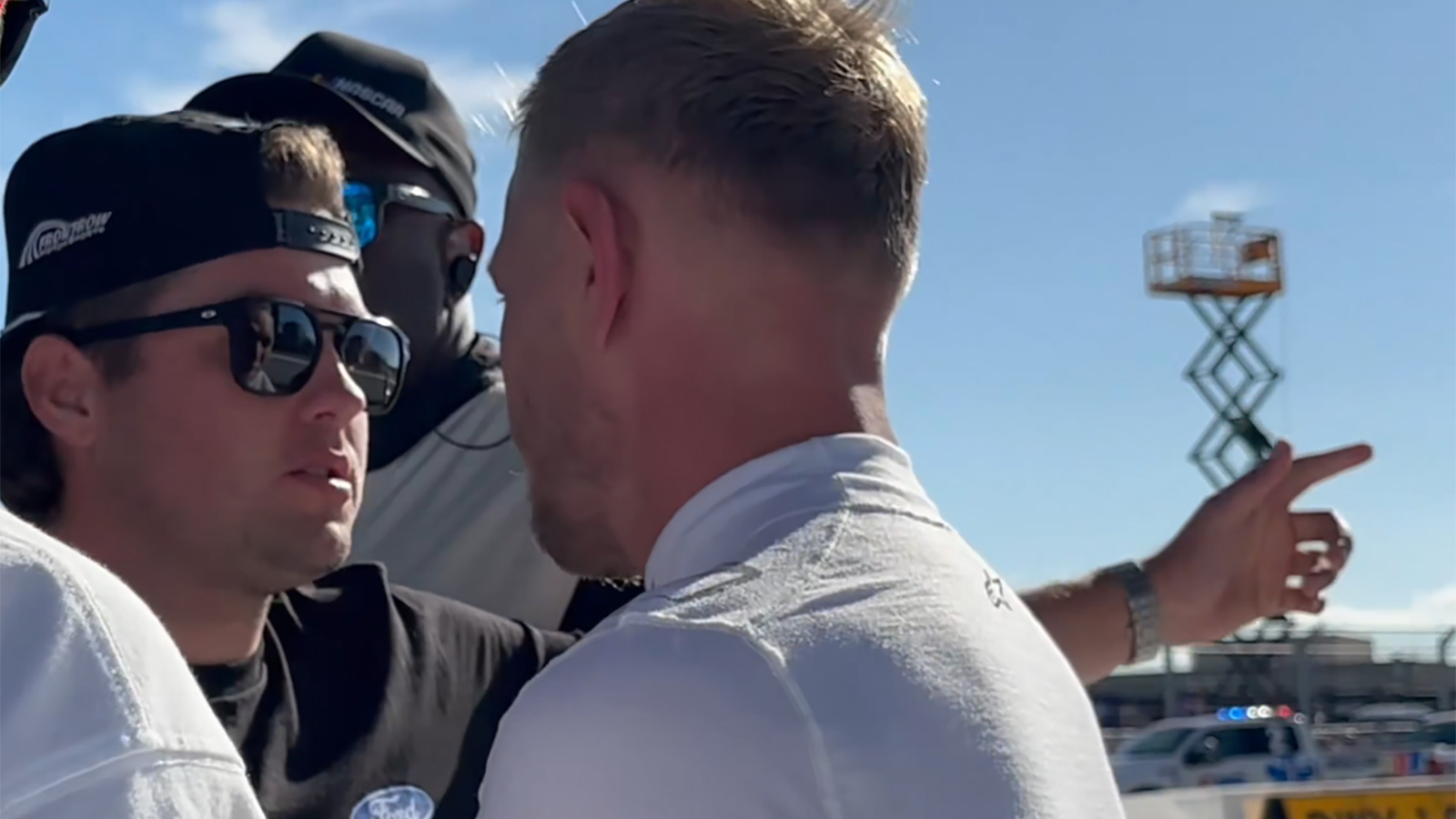 Noah Gragson confronts Kevin Magnussen after the Anduril 250 at Naval Base Coronado