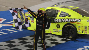 Brandon Jones outdueled Chase Elliott for the win in the Cuervo 300 NASCAR O'Reilly Auto Parts Series race at Chicagoland Speedway.
