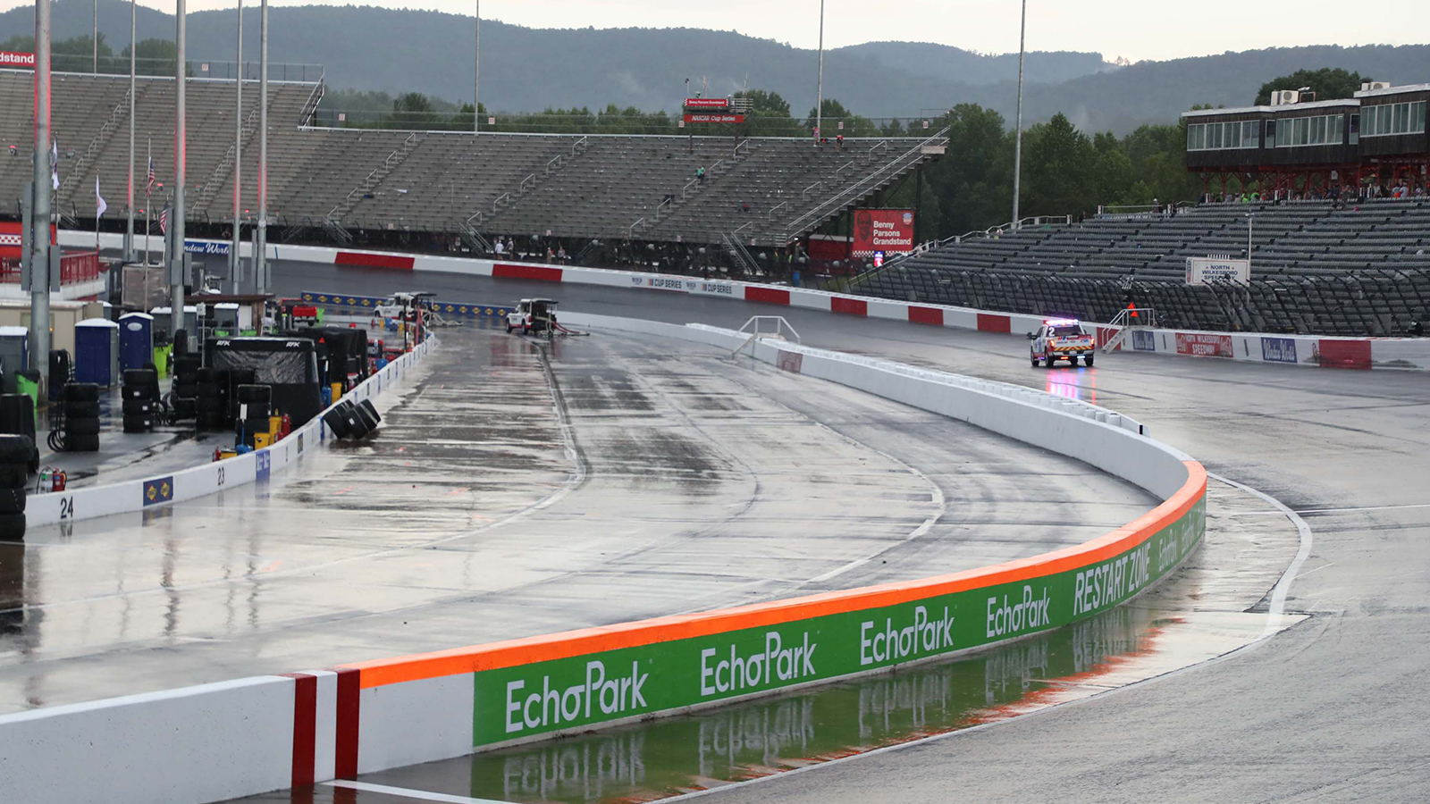 Weather forced NASCAR to cancel Cup Series practice for the Window World 450 at North Wilkesboro Speedway
