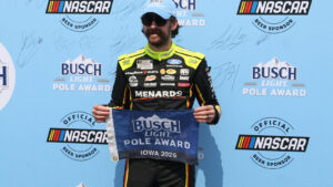 Ryan Blaney took the pole position for the Iowa Corn 350 at Iowa Speedway NASCAR Cup Series