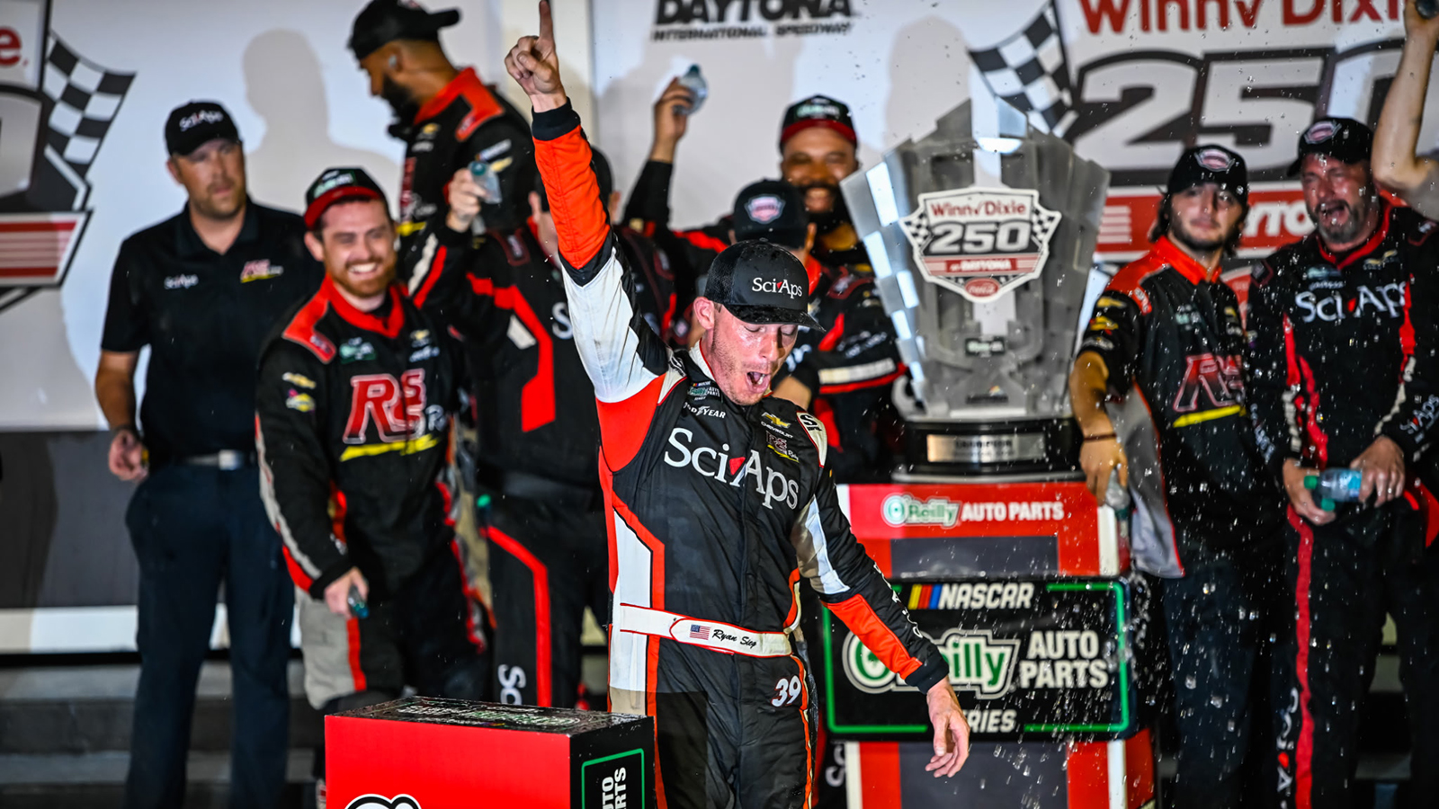 Ryan Sieg captured his first career NASCAR O'Reilly Auto Parts Series win in Friday night's Winn-Dixie 250 at Daytona.